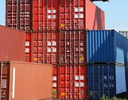 Shipping Containers stacked three high